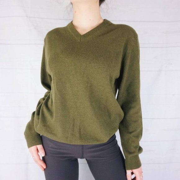🍓VINTAGE DEAD-STOCK GOBLIN CORE DARK GREEN GRANDPA SWEATER🍓 - Picture 2 of 4
